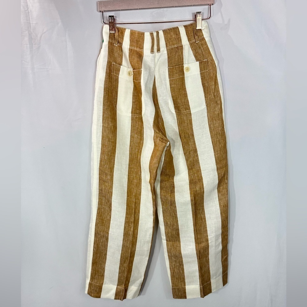J CREW Tan and white linen pants size 2 - Picture 5 of 8